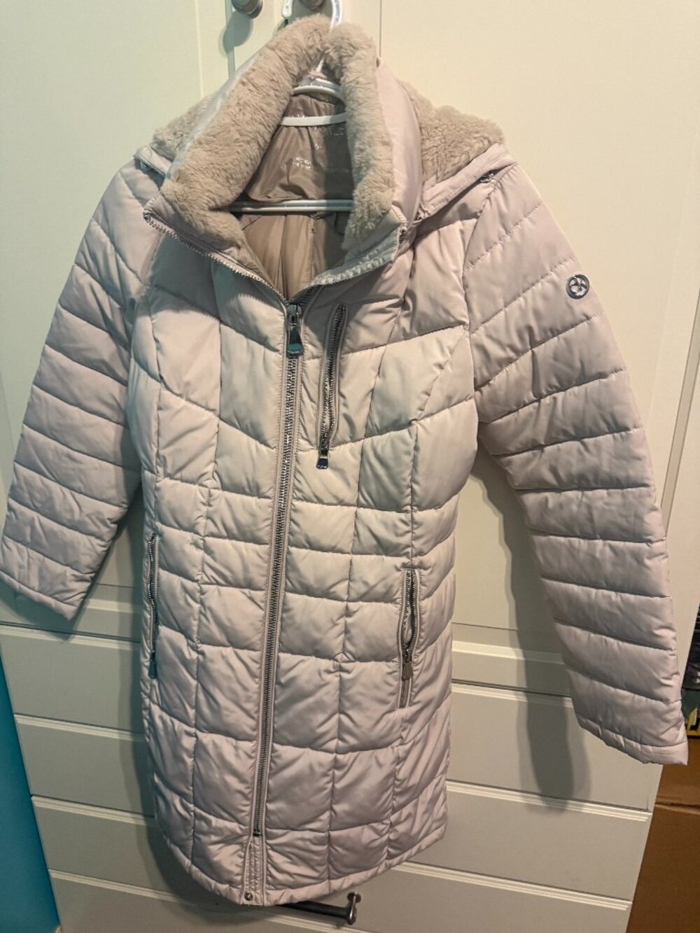 Light Pink Calvin Klein Long Puffer Coat